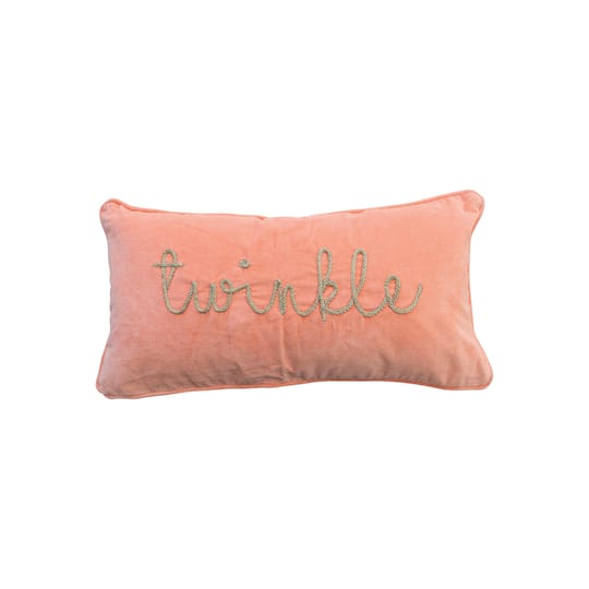 Hello Honey® 24" x 12" Pink & Gold Twinkle Cotton Velvet Lumbar Pillow
